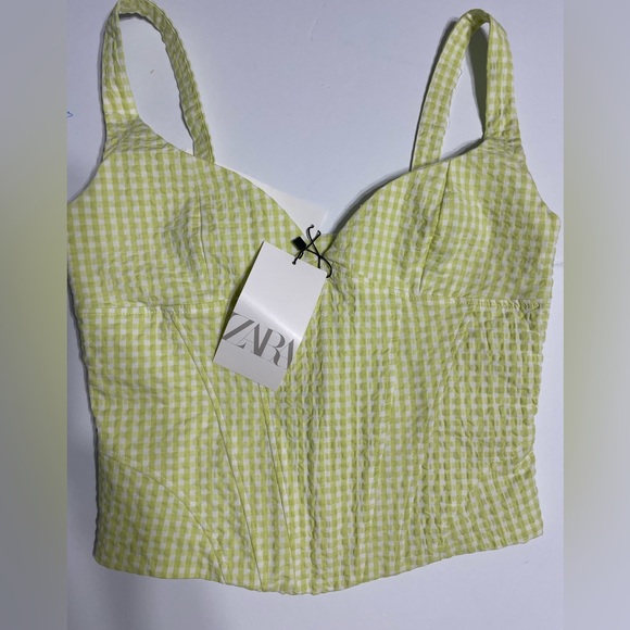 NWT ZARA Corset top with a sweetheart neckline and wide straps. lime zip.SIZE S - Picture 4 of 17